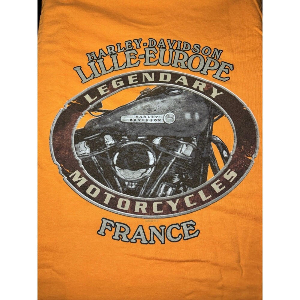 Harley Davidson Orange T Shirt Lille France Men’s S Would Also Fit Child’s XL
